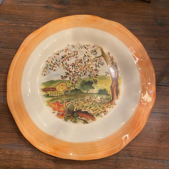 Ceramic he Tadinate 12” Dinner Plate Fall Acorns Farm Fall Leaves Made Italy EUC - Picture 1 of 11